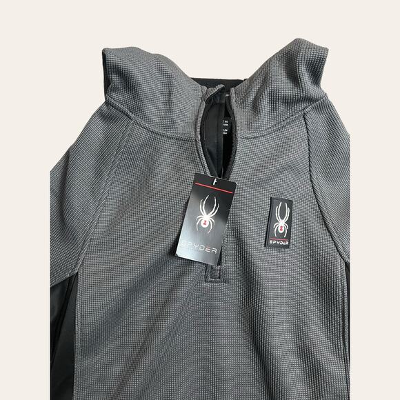 Spyder Men’s Half Zip Hooded Pullover Jacket in Polar Gray Black Size M - Picture 2 of 8